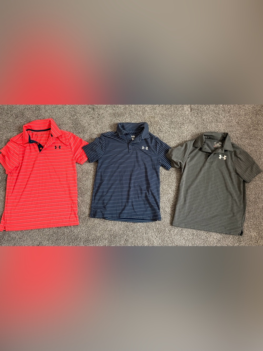 Under Armour Boys HeatGear Striped Polo Shirt Lot of 3 Size YSM & YMD
